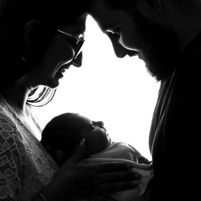 Photographe naissance noir et blanc au Touquet